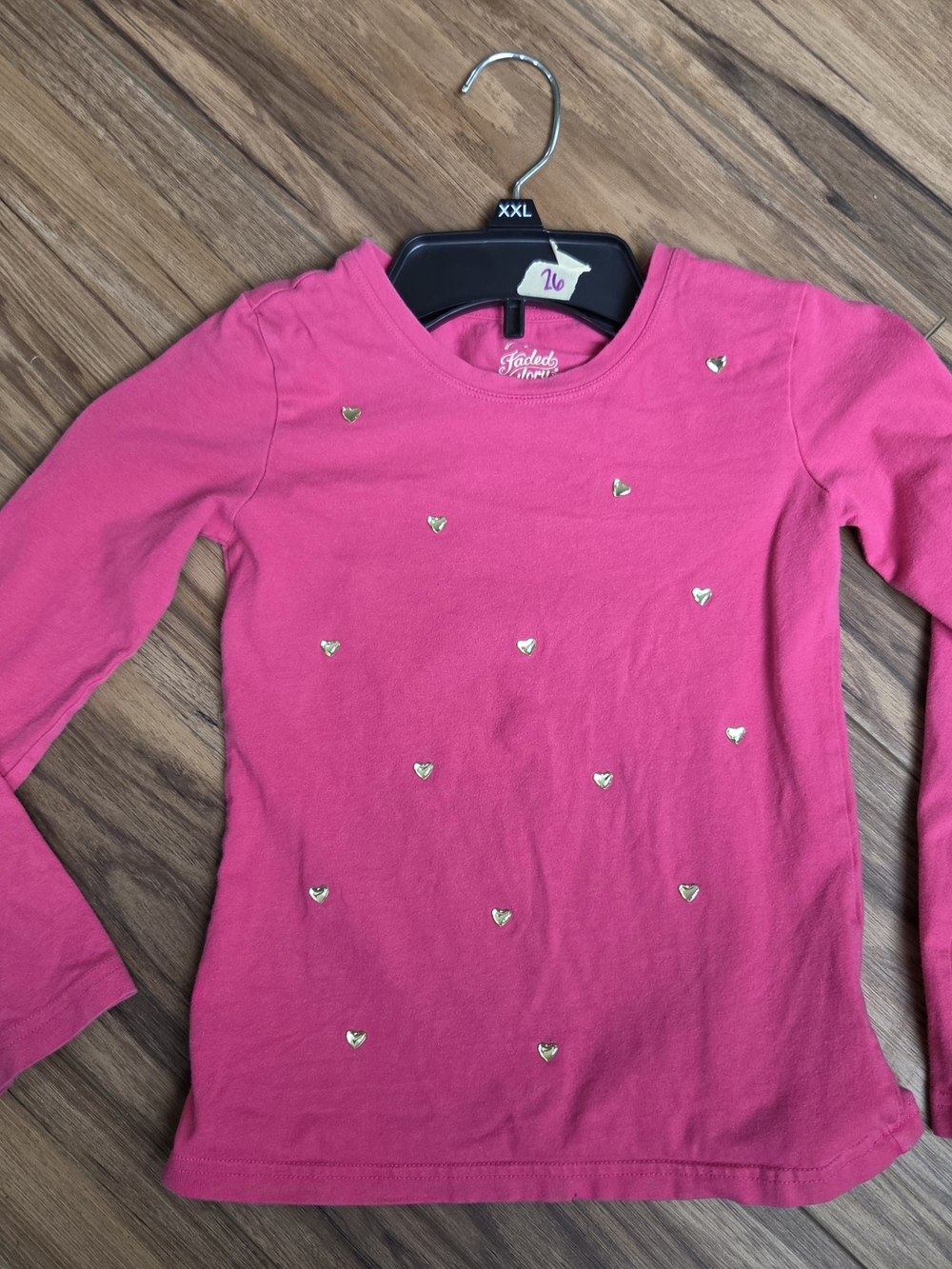 Girls' Pink Long-Sleeve Heart Tee